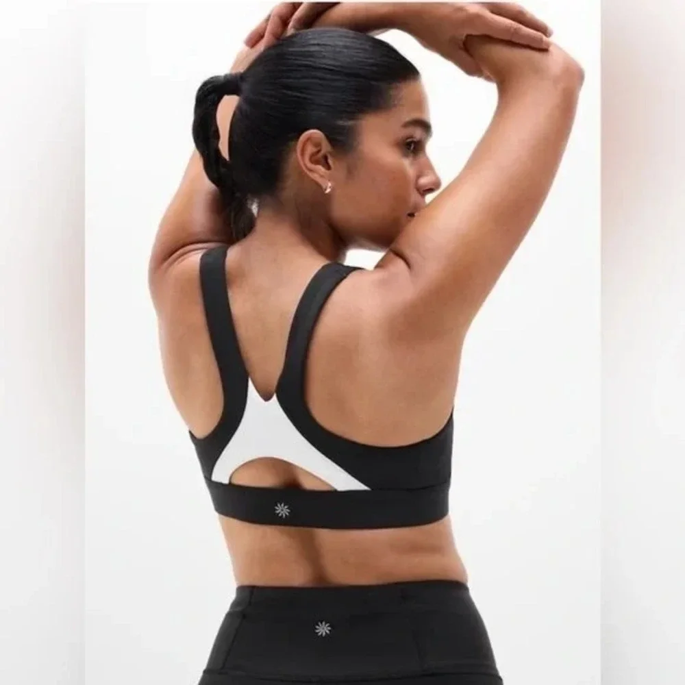 Athleta‎ Black Sports Bra NWT XL Interval Colorblock Medium Impact Racerback